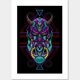 Oni Mecha on Purple Color Posters and Art